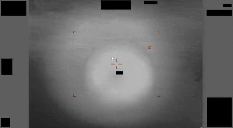 Screenshot of declassified CENTCOM footage showing a "diamond-shaped" UAP moving at 434 knots, invisible to the naked eye and only detectable via Short-Wave Infrared.