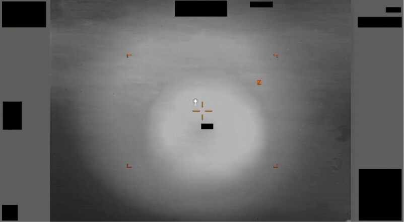 Screenshot of declassified CENTCOM footage showing a "diamond-shaped" UAP moving at 434 knots, invisible to the naked eye and only detectable via Short-Wave Infrared.