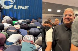 Screenshots from the viral video showing detained Global Sumud Flotilla activists (left) and Israeli National Security Minister Itamar Ben-Gvir (right), in an incident that Italy and Canada have termed completely unacceptable.