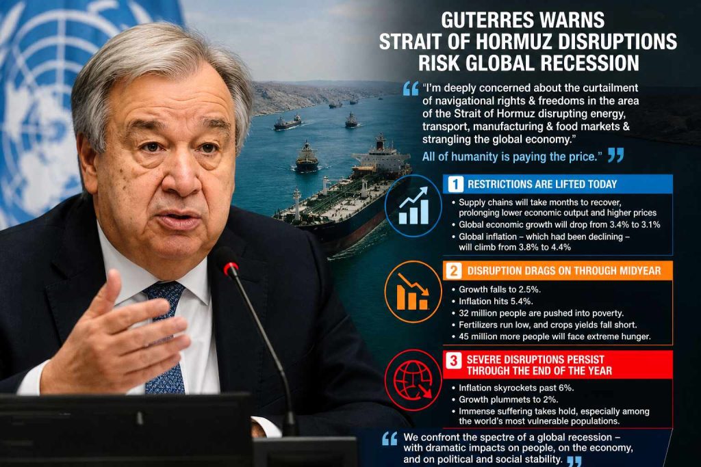 UN Chief Warns Strait of Hormuz Disruptions Could Trigger Global Recession