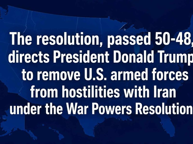 U.S. Senate approves resolution directing Trump to end hostilities with Iran